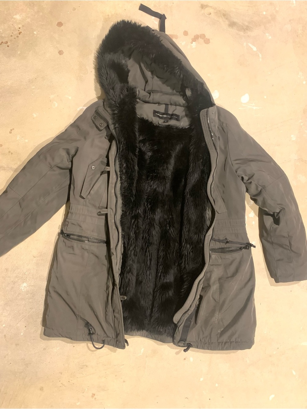Heavy Marc New York Faux Fur Lined Hooded Parka - Olive Green